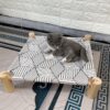 Purrly Elevated Wooden Cat Bed – Washable Canvas Lounger with Pine Wood Legs (19.6"x19.6")