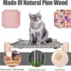Purrly Elevated Wooden Cat Bed – Washable Canvas Lounger with Pine Wood Legs (19.6"x19.6")