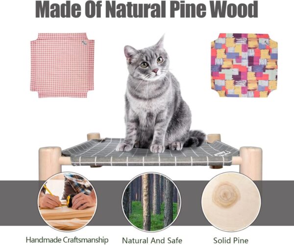 IMG-20250619-WA0033 Purrly Elevated Wooden Cat Bed – Washable Canvas Lounger with Pine Wood Legs (19.6"x19.6")
