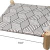 Purrly Elevated Wooden Cat Bed – Washable Canvas Lounger with Pine Wood Legs (19.6"x19.6")