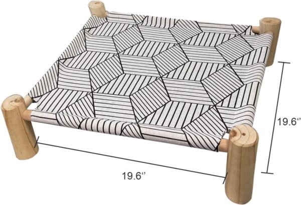 IMG-20250619-WA0034 Purrly Elevated Wooden Cat Bed – Washable Canvas Lounger with Pine Wood Legs (19.6"x19.6")
