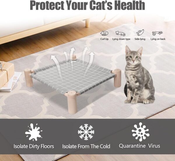 IMG-20250619-WA0035 Purrly Elevated Wooden Cat Bed – Washable Canvas Lounger with Pine Wood Legs (19.6"x19.6")