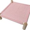 Purrly Elevated Wooden Cat Bed – Washable Canvas Lounger with Pine Wood Legs (19.6"x19.6")