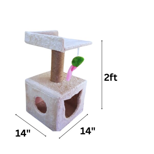 Goodly 2-Sided Cat Tower Condo Scratcher – 2ft Tall with Comfy Seating for Adult Cats