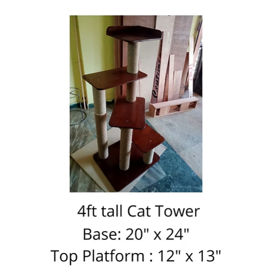 Screenshot 2025-06-19 092749 No-fur Peppermint Cat Tower and Scratching Pole Tower - 4ft tall - Easy Climbing - Great for old cats