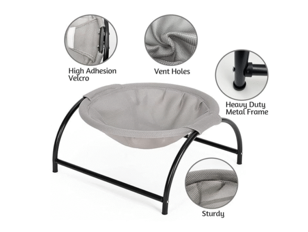 Screenshot 2025-06-20 115454 Purrly Elevated Mesh Cat Hammock Lounger – Black Metal Frame with Breathable Fabric (43cm Base)"