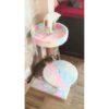Buttons 2ft Cat Tower with Scratcher and a Basket – Compact Play Tower for Cats