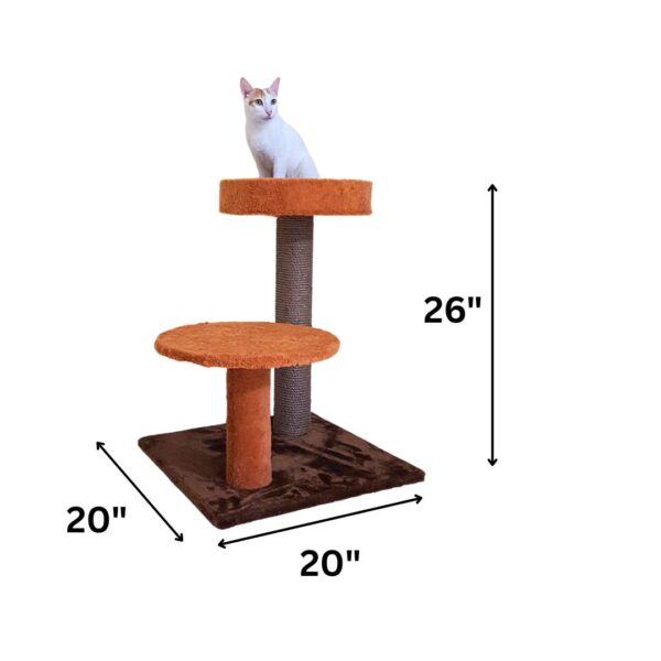 Buttons 2ft Cat Tower with Scratcher and a Basket – Compact Play Tower for Cats