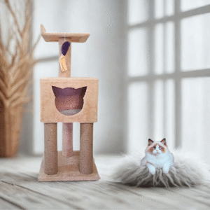 Chota Jamun 3.5ft Cat Tower with Condo – Soft Furry Climbing Tree for 1–3 Cats