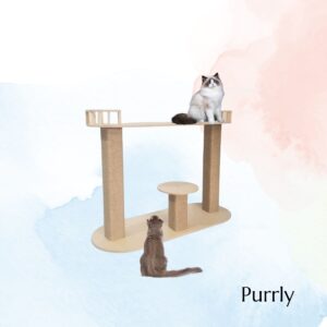 Elaichi Premium Birch Cat Lounger Tower – 2.5ft Tall | NoFur Jute Scratcher for 1–3 Cats