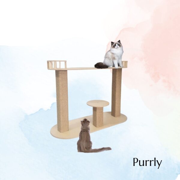 Elaichi Premium Birch Cat Lounger Tower – 2.5ft Tall | NoFur Jute Scratcher for 1–3 Cats