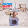 Goodly 2-Sided Cat Tower Condo Scratcher – 2ft Tall with Comfy Seating for Adult Cats
