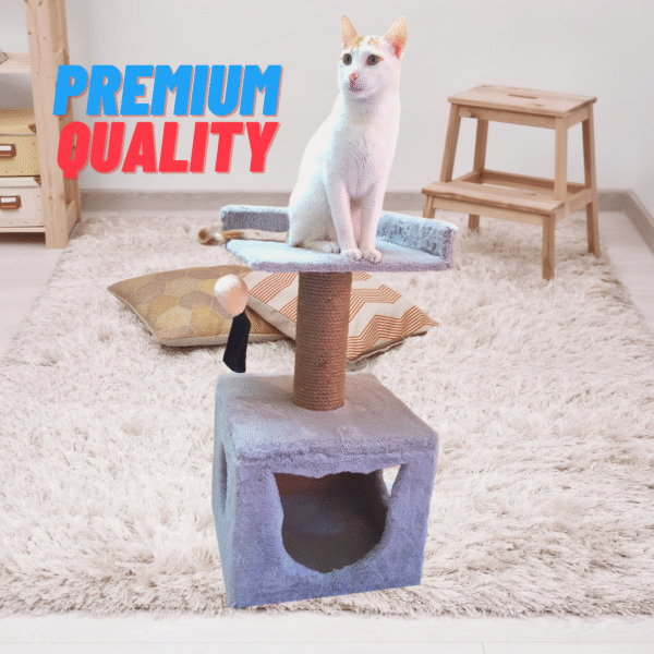 Goodly 2-Sided Cat Tower Condo Scratcher – 2ft Tall with Comfy Seating for Adult Cats