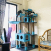 Marshmellow Super Deluxe 6ft Cat Tower Condo Scratcher – 3 Top Platforms, Hammock – Ideal for 2-5 Cats