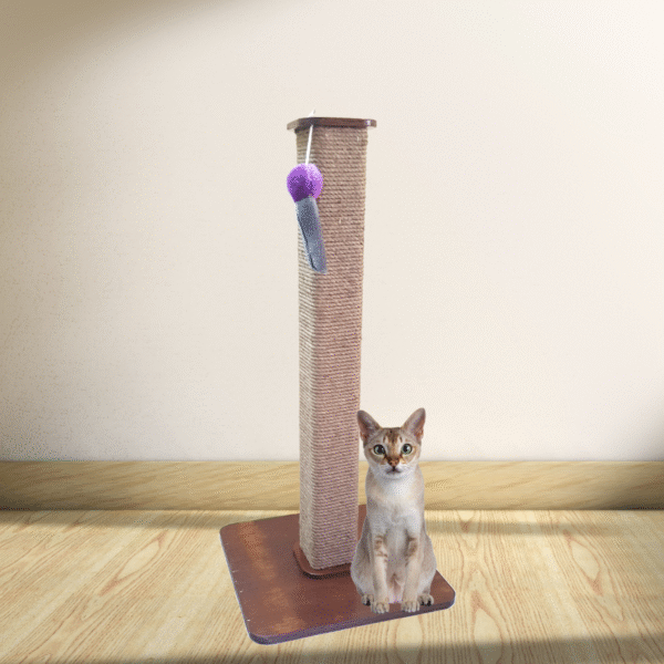 No-fur 3ft tall Meowzilla Cat Scratcher Square Vertical Pole - Easy to Clean