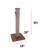 No-fur 3ft tall Meowzilla Cat Scratcher Square Vertical Pole - Easy to Clean