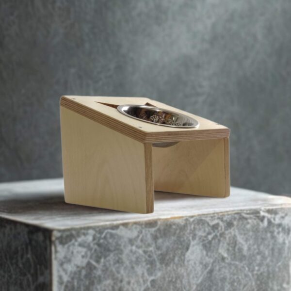 single slant feeder 1 ErgoFeed Slanted Cat Feeder – Elevated Wooden Bowl Stand for Neck Relief