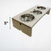 ErgoFeed Triple Bowl Raised Feeder Birch Plywood Stand with 2 Medium & 1 Small Steel Bowl (Elevated 4-5 Inches)