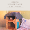 Sukoon Bedside Table & Cat Condo | Rustic Human + Cat Furniture with Cushions | Water-Resistant Plywood | 18” x 18” Base, 12” Height
