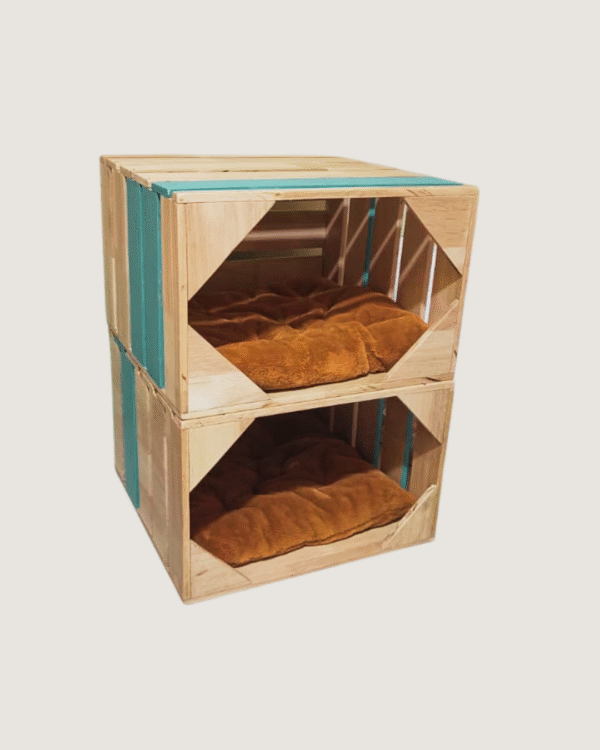 Sukoon Bedside Table & Cat Condo | Rustic Human + Cat Furniture with Cushions | Water-Resistant Plywood | 18” x 18” Base, 12” Height