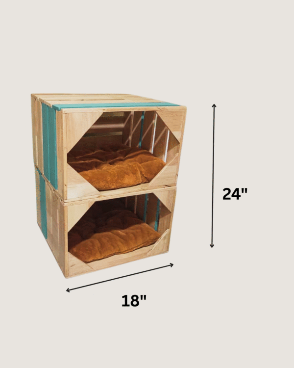 Sukoon Bedside Table & Cat Condo | Rustic Human + Cat Furniture with Cushions | Water-Resistant Plywood | 18” x 18” Base, 12” Height