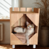 1 Purrly Plywood Hideaway – Fakira Cat Box Side Table (12” x 12" x 14")