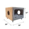2 Purrly Plush Hideaway – Fakira Cat Box Side Table (16” x 16" x 12")