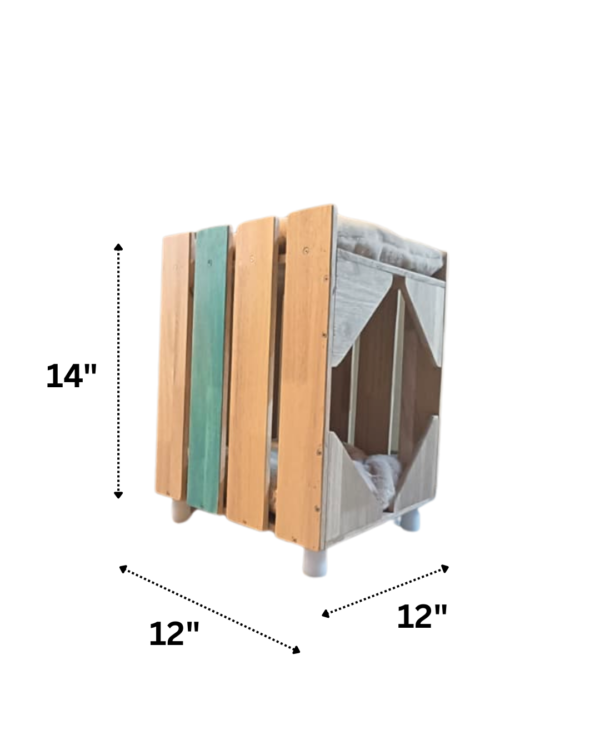 3 Purrly Plywood Hideaway – Fakira Cat Box Side Table (12” x 12" x 14")