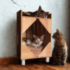 4 Purrly Plywood Hideaway – Fakira Cat Box Side Table (12” x 12" x 14")