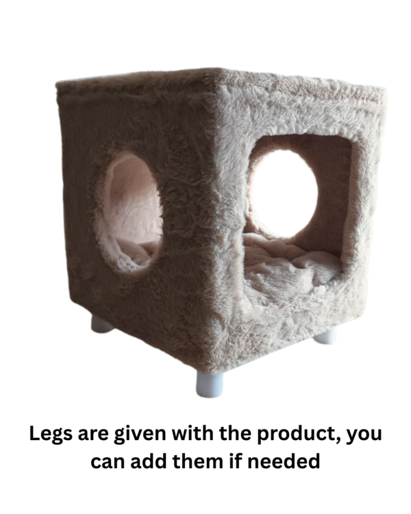 Purrly Plush Hideaway – Fakira Cat Box Side Table (12” Cube)